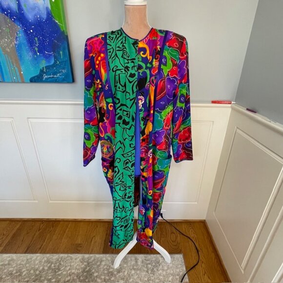 Maggie Shepherd Australia Vintage Artwear Boho Kimono Set Vibrant Large - Picture 4 of 11